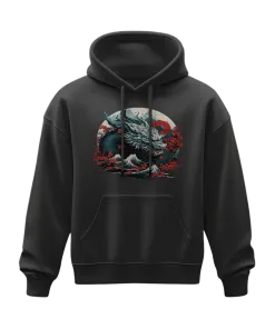 Kapuzenpulli - Rot-Blauer Drache