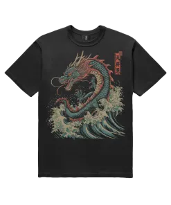 T-Shirt - Red blue Dragon